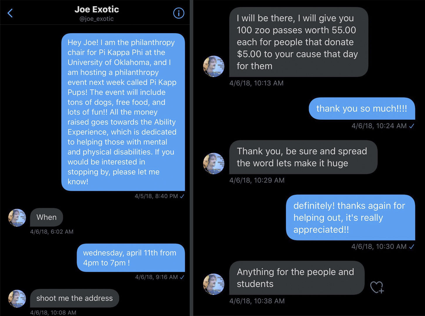 Joe Exotic DMs